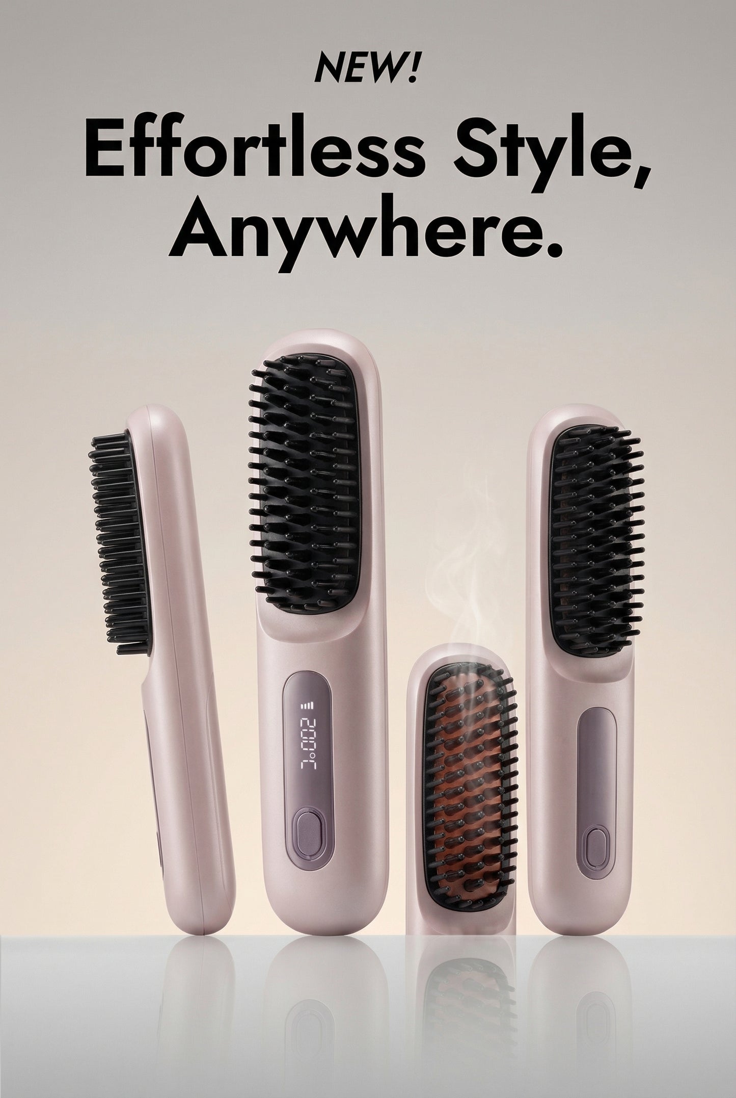 2 In 1 Straight Hair Comb Wireless Hair Straightener Brush Hair Fast Heating Portable Hot Curler USB Charging