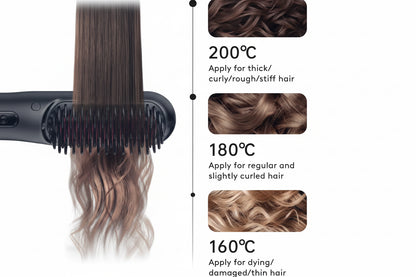 2 In 1 Straight Hair Comb Wireless Hair Straightener Brush Hair Fast Heating Portable Hot Curler USB Charging