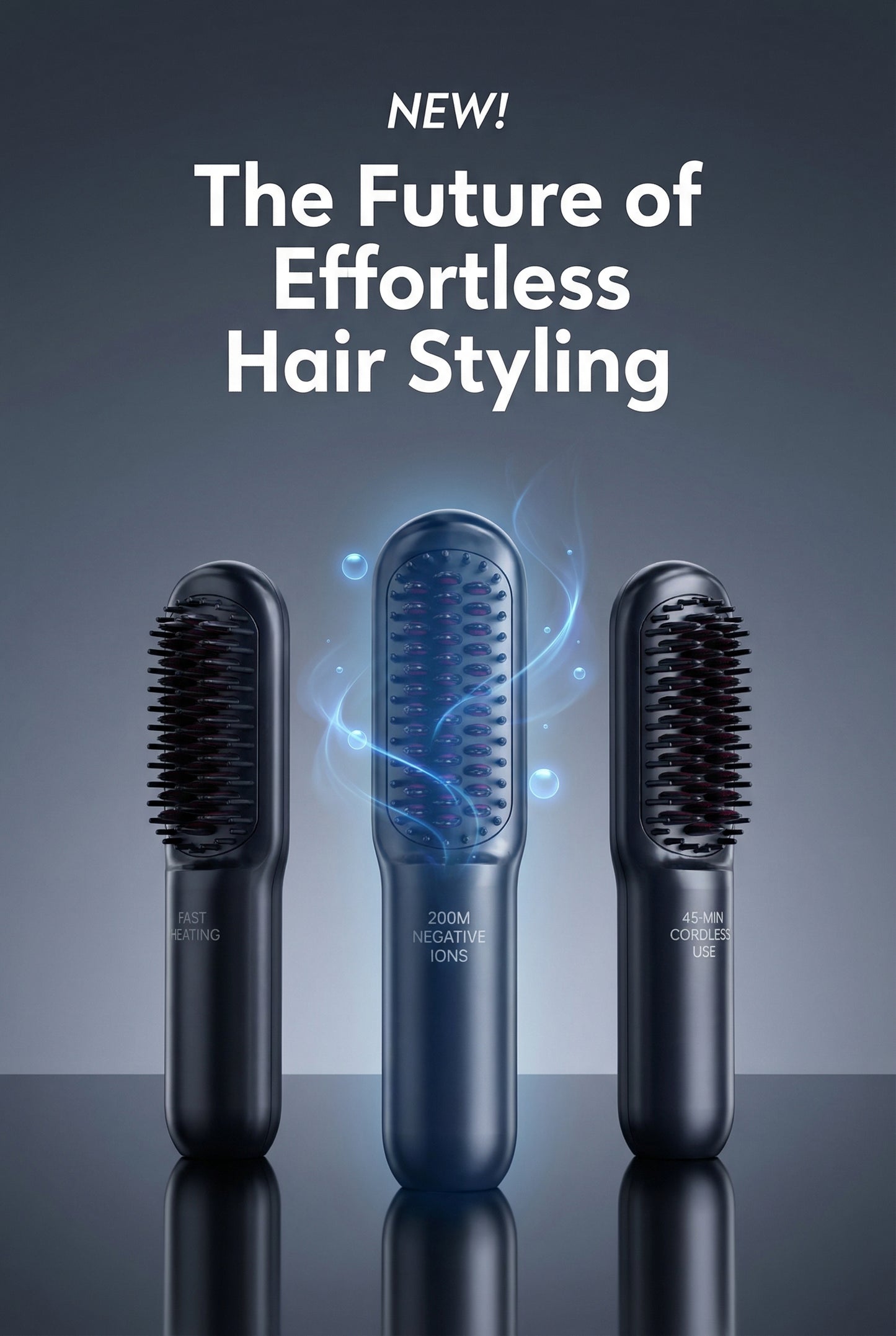 2 In 1 Straight Hair Comb Wireless Hair Straightener Brush Hair Fast Heating Portable Hot Curler USB Charging