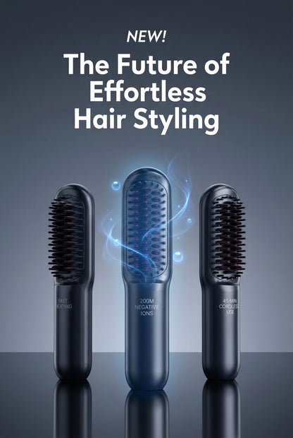 2 In 1 Straight Hair Comb Wireless Hair Straightener Brush Hair Fast Heating Portable Hot Curler USB Charging