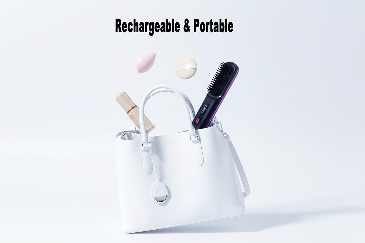 2 In 1 Straight Hair Comb Wireless Hair Straightener Brush Hair Fast Heating Portable Hot Curler USB Charging