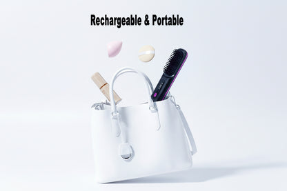 2 In 1 Straight Hair Comb Wireless Hair Straightener Brush Hair Fast Heating Portable Hot Curler USB Charging